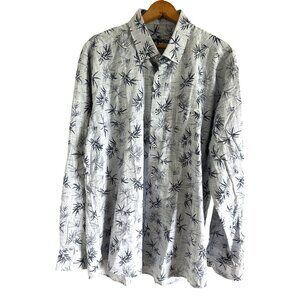 Hawaiianize Button Up Shirt Long Sleeves Dark Blue Navy Palms Cotton Size XL